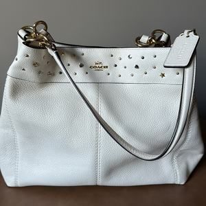 EUC COACH LEXY SHOULDER BAG WITH STARDUST STUDS LIGHT GOLD / CHALK